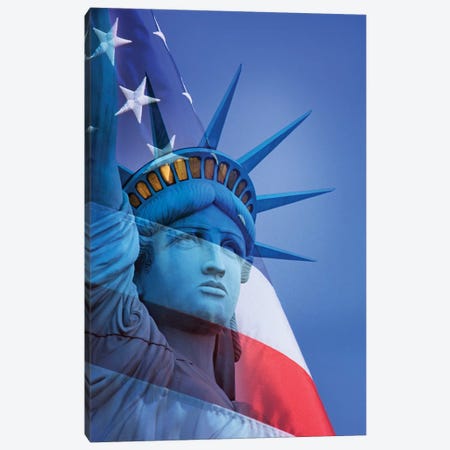 USA, Nevada, Las Vegas. Statue of Liberty and American flag composite. Canvas Print #JYG136} by Jaynes Gallery Canvas Art