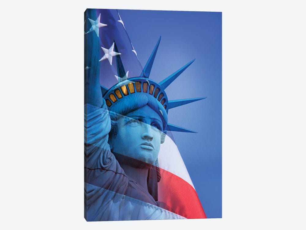 USA, Nevada, Las Vegas. Statue of Liberty and American flag composite. by Jaynes Gallery 1-piece Canvas Art
