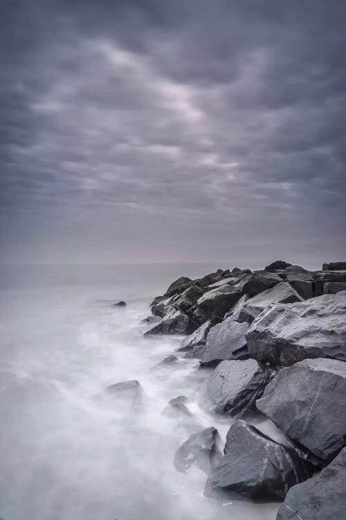 USA, New Jersey, Cape May National Seashore. Stormy shoreline landscape.