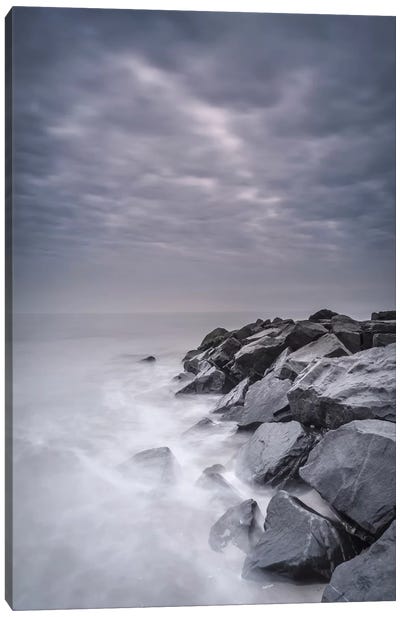 USA, New Jersey, Cape May National Seashore. Stormy shoreline landscape. Canvas Art Print