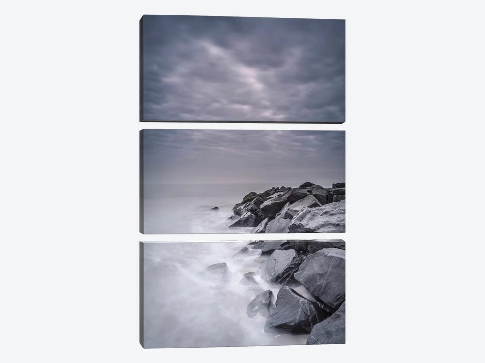 USA, New Jersey, Cape May National Seashore. Stormy shoreline landscape. by Jaynes Gallery 3-piece Canvas Art Print