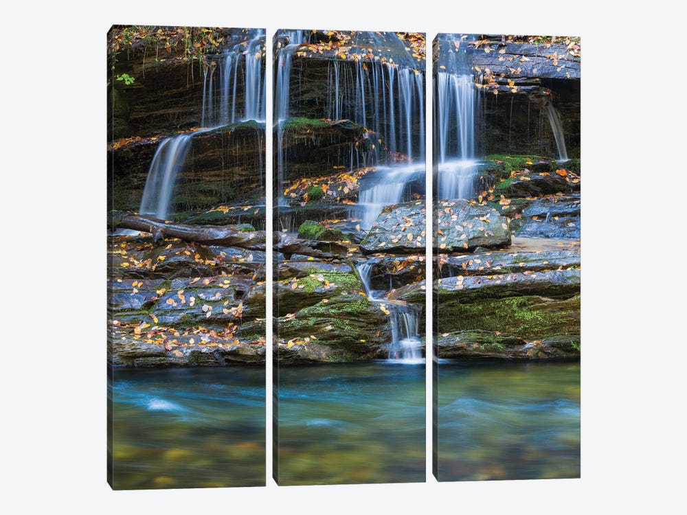 USA, North Carolina, Great Smoky Mountains. Scenic of Tom Branch Falls. by Jaynes Gallery 3-piece Canvas Art
