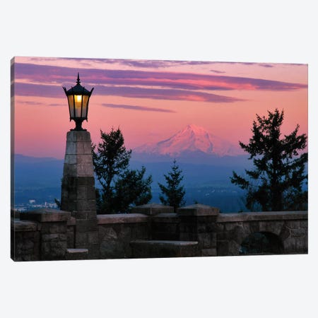 USA, Oregon, Portland. Mt. Hood with moonrise at sunset I Canvas Print #JYG146} by Jaynes Gallery Canvas Print