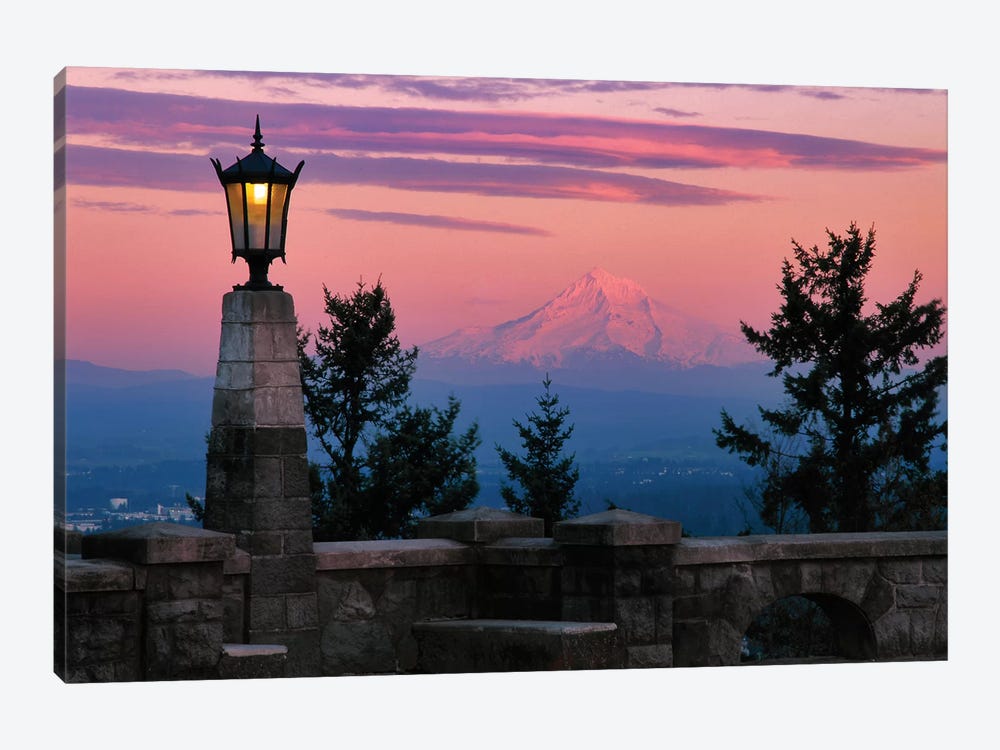 USA, Oregon, Portland. Mt. Hood with moonrise at sunset I by Jaynes Gallery 1-piece Canvas Print
