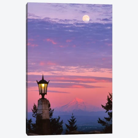 USA, Oregon, Portland. Mt. Hood with moonrise at sunset II Canvas Print #JYG147} by Jaynes Gallery Canvas Print