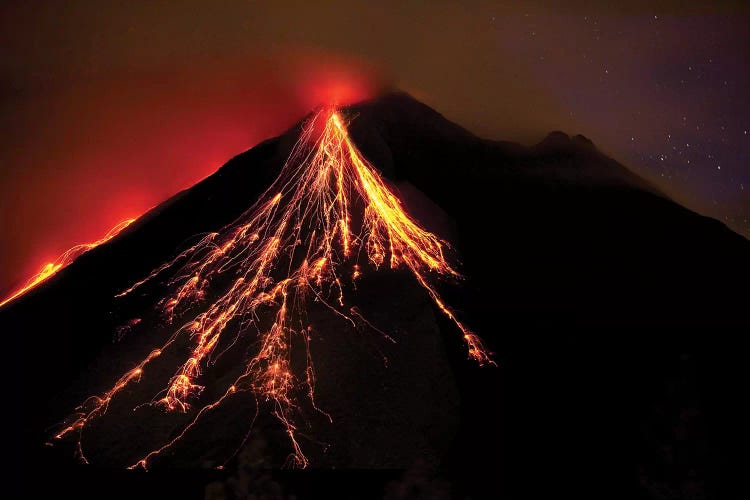 Caribbean, Costa Rica. Mt. Arenal erupting with molten lava 