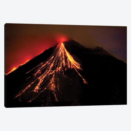 Caribbean, Costa Rica. Mt. Arenal erupting with molten lava  Canvas Print #JYG14} by Jaynes Gallery Canvas Artwork