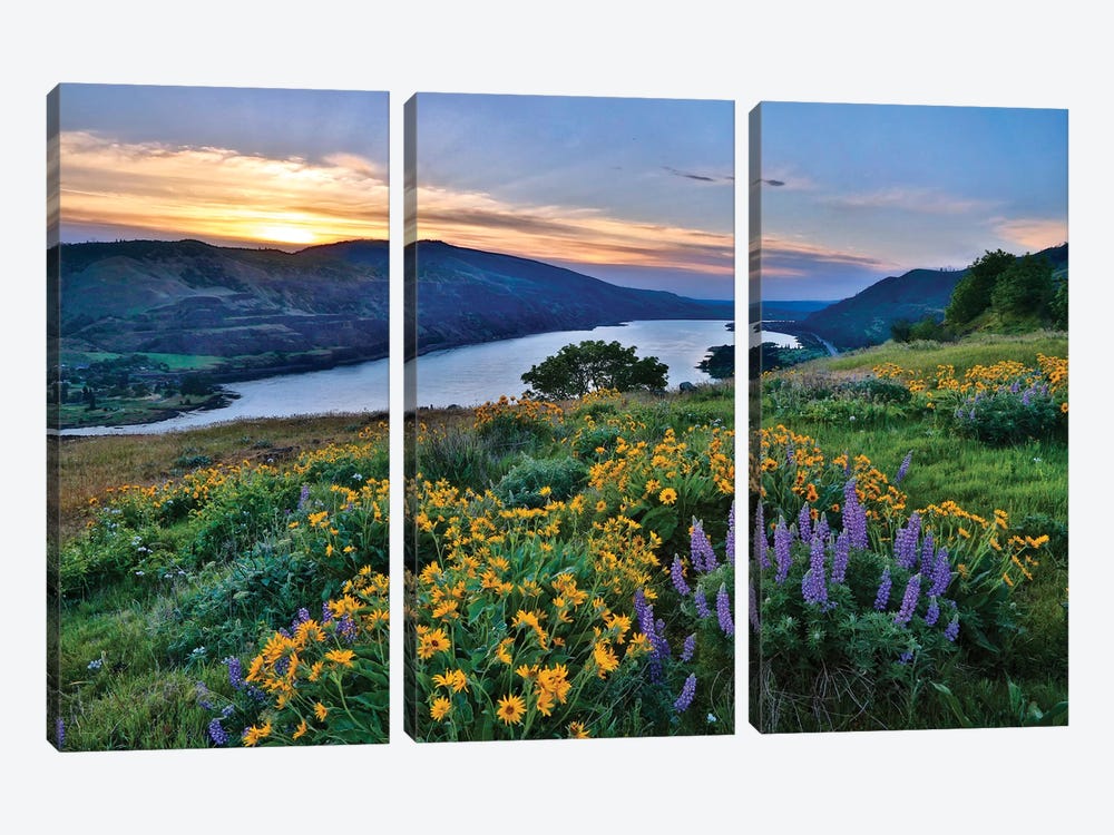 USA, Oregon. View of Lake Bonneville at sunrise. by Jaynes Gallery 3-piece Canvas Artwork