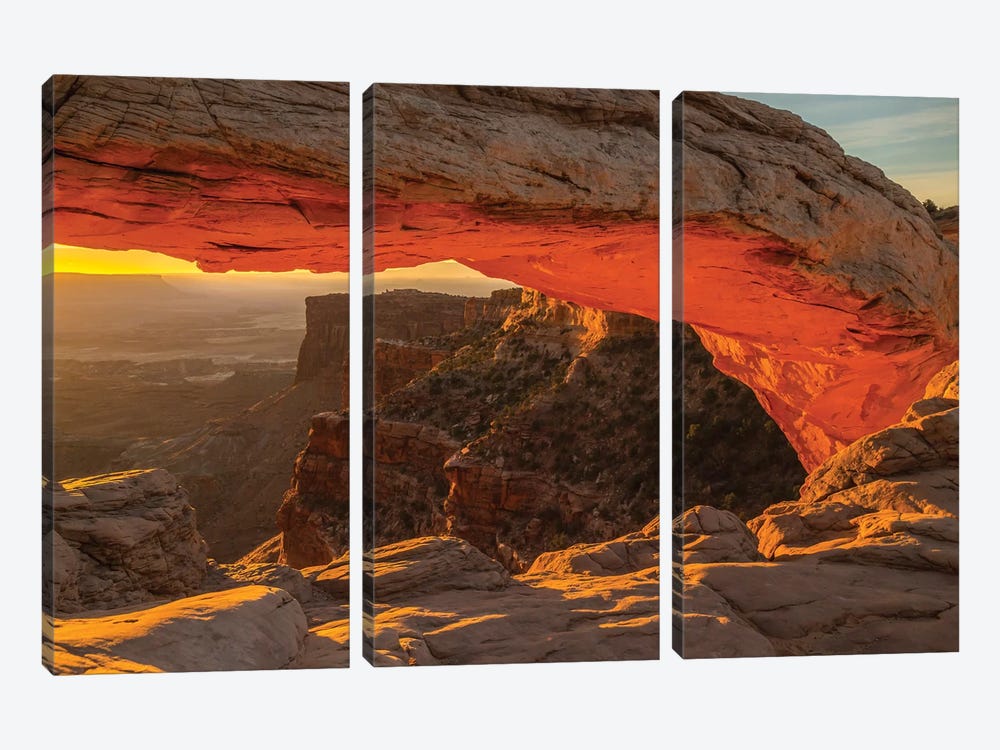 USA, Utah, Canyonlands National Park. Mesa Arch at sunrise. by Jaynes Gallery 3-piece Canvas Print