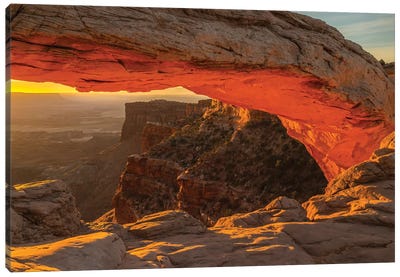 USA, Utah, Canyonlands National Park. Mesa Arch at sunrise. Canvas Art Print - Canyon Art