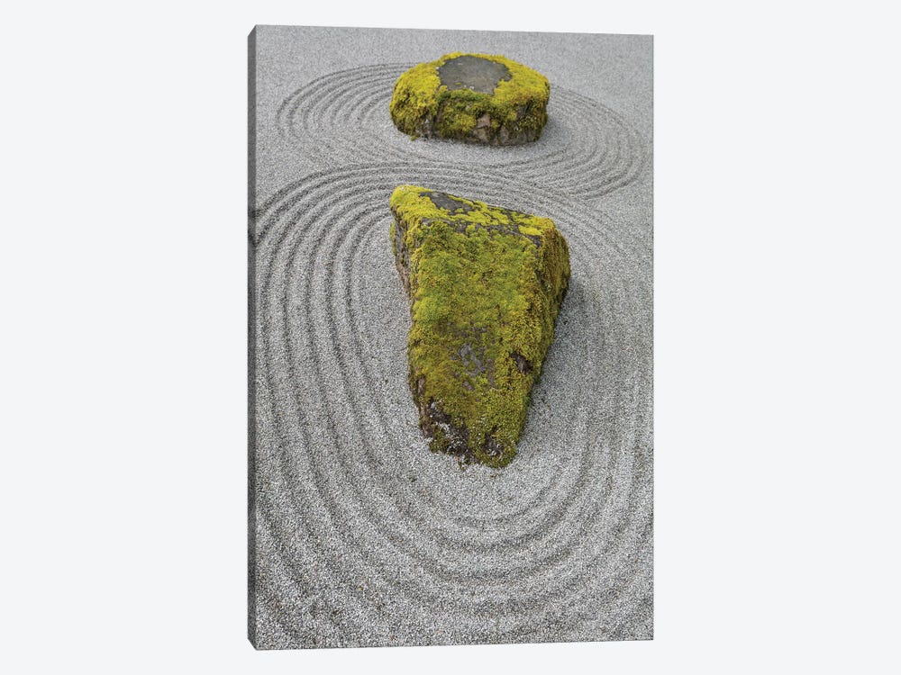 USA, Washington State, Bainbridge Island. Raked sand around rock II by Jaynes Gallery 1-piece Canvas Print