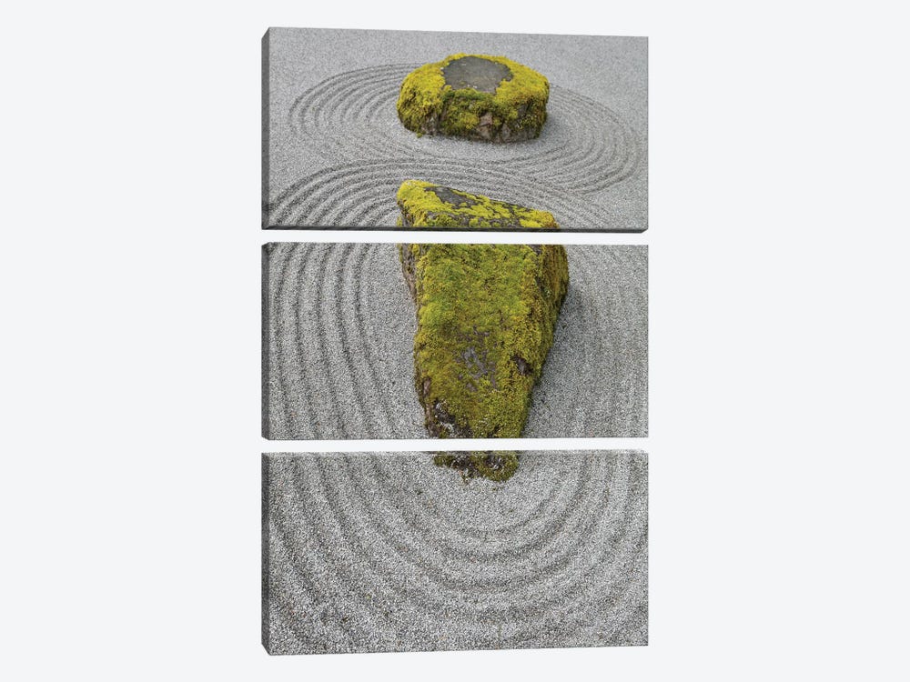 USA, Washington State, Bainbridge Island. Raked sand around rock II by Jaynes Gallery 3-piece Art Print