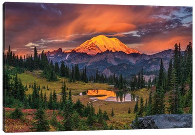 USA, Washington State, Mt. Rainier National Park at sunrise. Canvas Art Print - Places