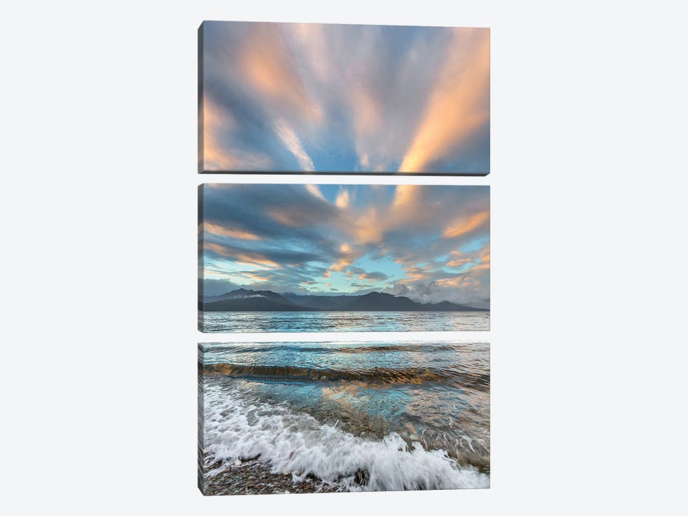 USA, Washington State. Seabeck. Sunset over Hood Canal. by Jaynes Gallery 3-piece Canvas Art
