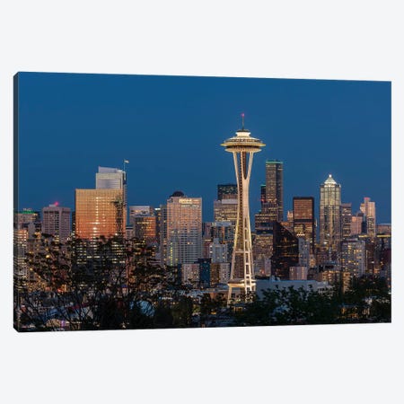 USA, Washington State. Seattle skyline at dusk. Canvas Print #JYG197} by Jaynes Gallery Canvas Artwork