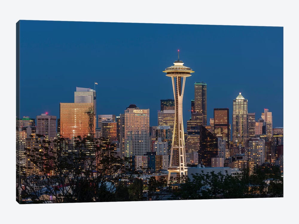 USA, Washington State. Seattle skyline at dusk. by Jaynes Gallery 1-piece Art Print