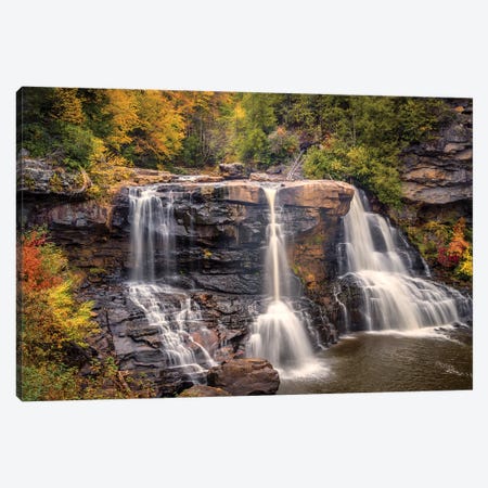 USA, West Virginia, Blackwater Falls State Park. Waterfall and forest scenic. Canvas Print #JYG201} by Jaynes Gallery Art Print