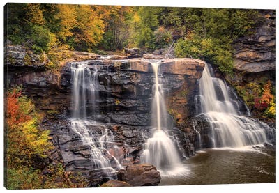 USA, West Virginia, Blackwater Falls State Park. Waterfall and forest scenic. Canvas Art Print - Waterfall Art