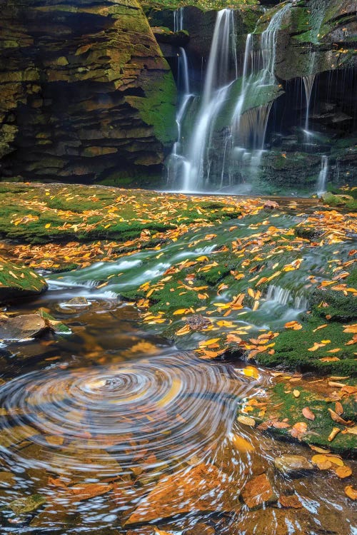 USA, West Virginia, Blackwater Falls State Park. Waterfall and whirlpool scenic.