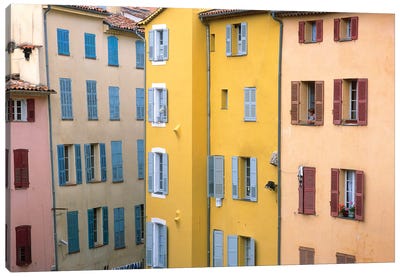France, Provence, Grasse. Colorful buildings.  Canvas Art Print - Provence