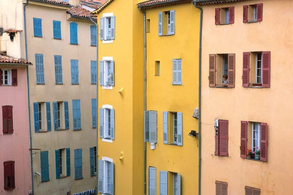 France, Provence, Grasse. Colorful buildings. 