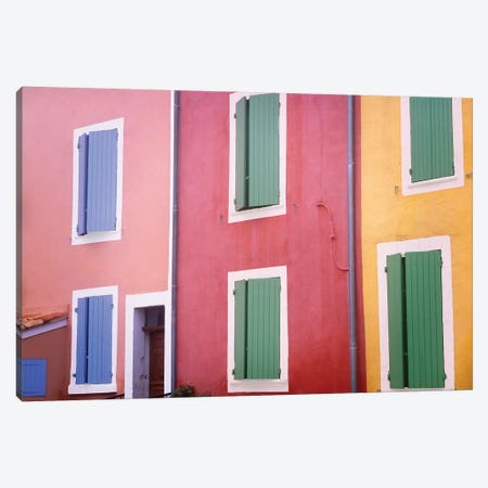 France, Provence, Roussillon. Colorful building exteriors.  Canvas Print #JYG233} by Jaynes Gallery Canvas Art