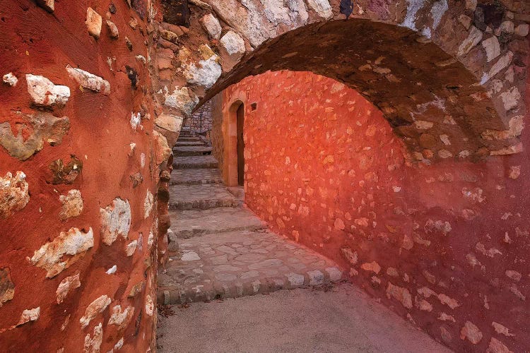 France, Provence, Roussillon. Stone arch and passageway. 