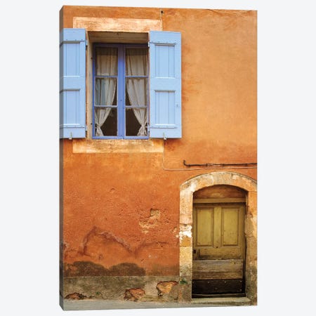 France, Provence, Roussillon. Weathered window and door of house.  Canvas Print #JYG235} by Jaynes Gallery Canvas Print