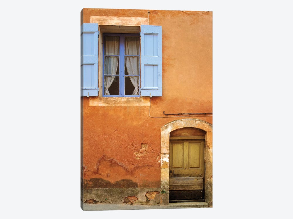 France, Provence, Roussillon. Weathered window and door of house.  by Jaynes Gallery 1-piece Art Print