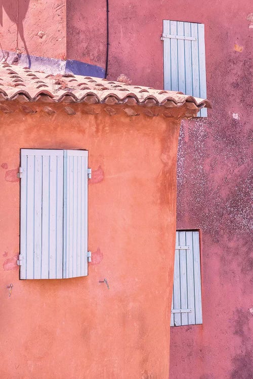 France, Provence, Roussillon. Window shutters in buildings. 