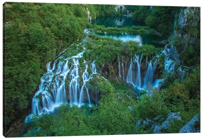 Croatia, Plitvice Lakes National Park. Waterfall landscape. Canvas Art Print - Waterfall Art