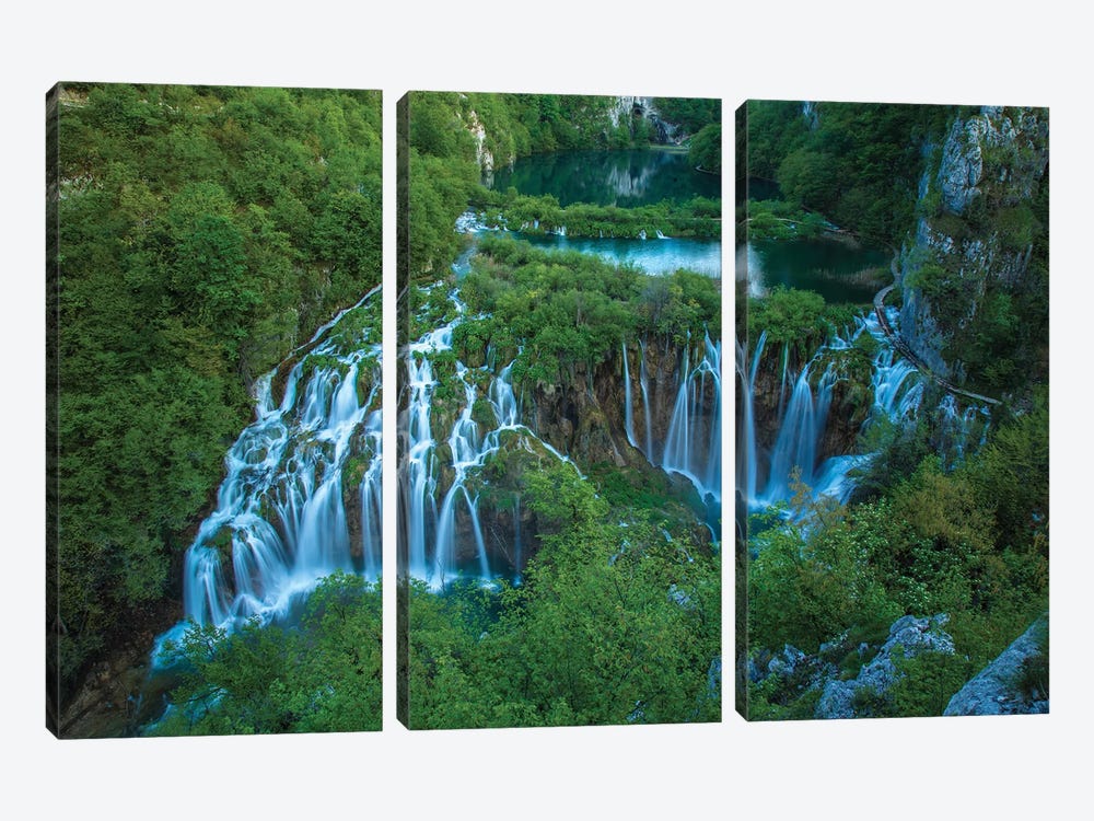 Croatia, Plitvice Lakes National Park. Waterfall landscape. by Jaynes Gallery 3-piece Canvas Art