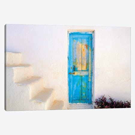 Greece, Nissyros. Weathered door and stairway.  Canvas Print #JYG241} by Jaynes Gallery Art Print