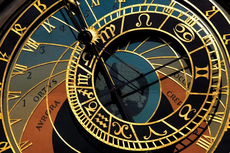 Czech Republic, Prague. Close-up of astronomical clock in Old Town Square.