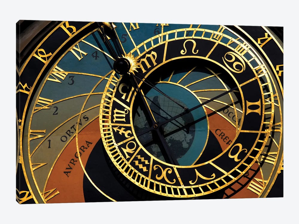 Czech Republic, Prague. Close-up of astronomical clock in Old Town Square. by Jaynes Gallery 1-piece Art Print