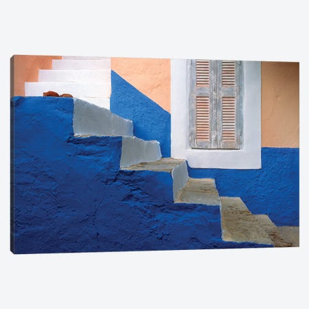 Greece, Symi. Blue and white stairway.  Canvas Print #JYG250} by Jaynes Gallery Canvas Art