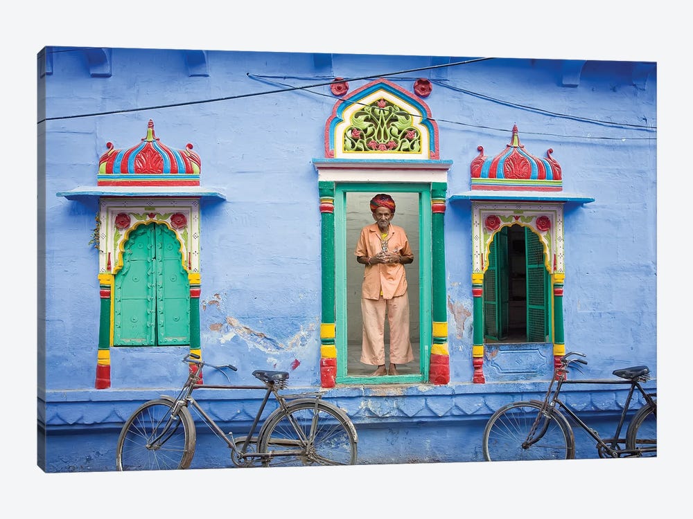 India, Rajasthan, spiritual man in doorway.  by Jaynes Gallery 1-piece Canvas Art Print