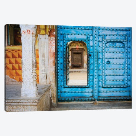 India, Rajasthan. colorful house.  Canvas Print #JYG256} by Jaynes Gallery Canvas Print