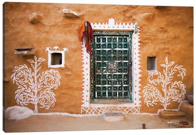 India, Rajasthan. Traditional desert house exterior.  Canvas Art Print