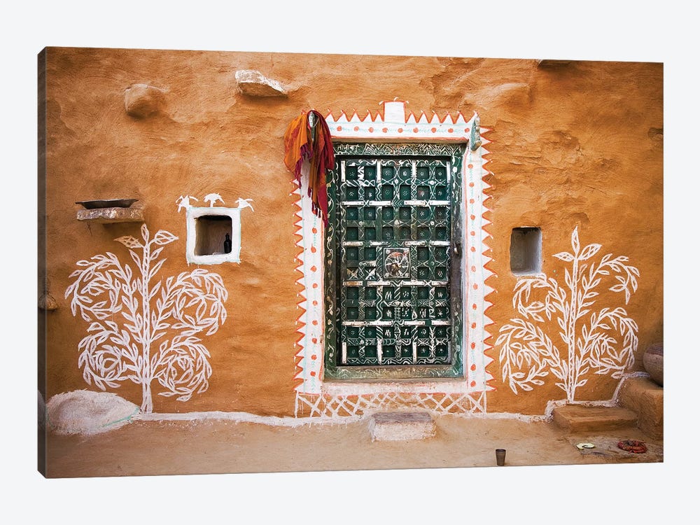 India, Rajasthan. Traditional desert house exterior.  by Jaynes Gallery 1-piece Canvas Artwork