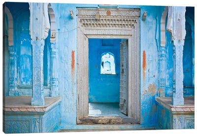 India, Rajasthan. Traditional house entrance.  Canvas Art Print - India Art