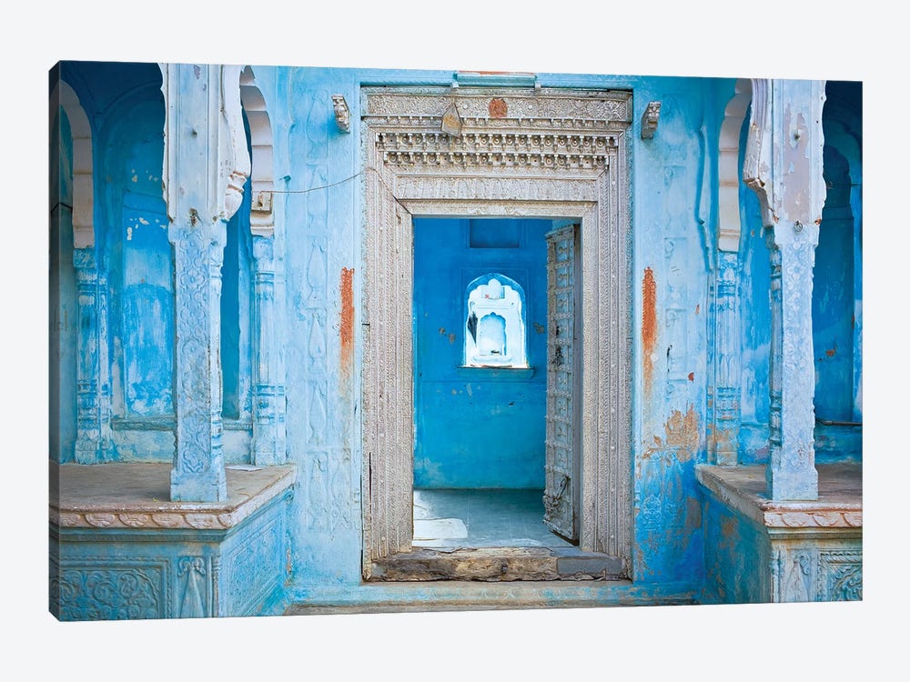 India, Rajasthan. Traditional house entrance.  by Jaynes Gallery 1-piece Canvas Print
