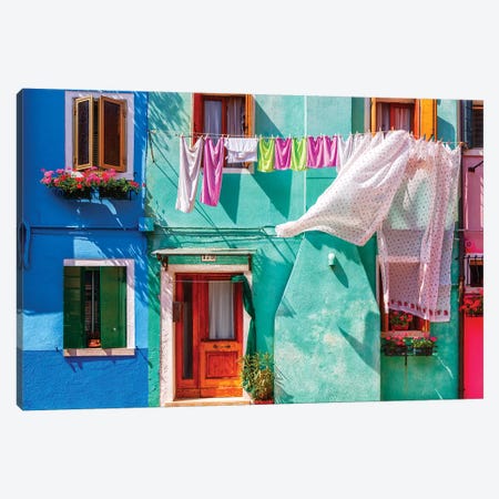 Italy, Burano. Colorful house exterior.  Canvas Print #JYG263} by Jaynes Gallery Canvas Print