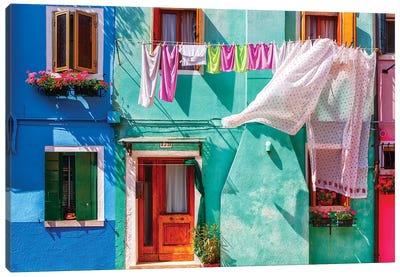 Italy, Burano. Colorful house exterior.  Canvas Art Print - Danita Delimont Photography