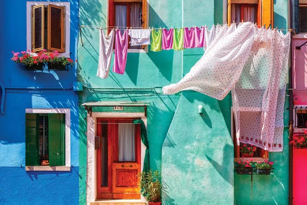 Italy, Burano. Colorful house exterior.