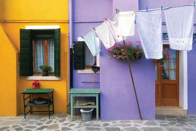 Italy, Burano. Colorful house exterior.  by Jaynes Gallery metal wall art