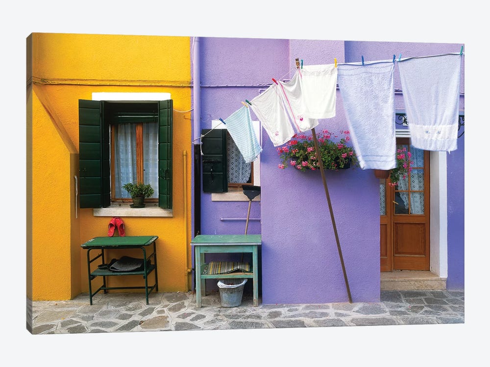 Italy, Burano. Colorful house exterior.  by Jaynes Gallery 1-piece Canvas Art Print