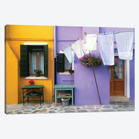Italy, Burano. Colorful house exterior.  Canvas Print #JYG264} by Jaynes Gallery Canvas Wall Art