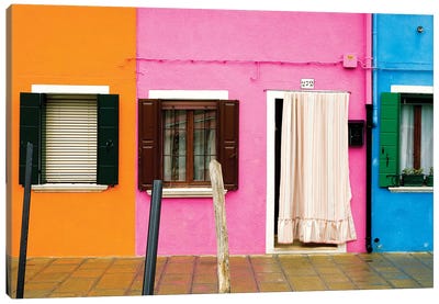 Italy, Burano. Colorful house windows and walls.  Canvas Art Print - Burano
