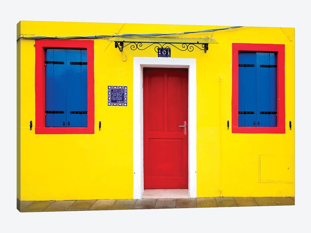 Italy, Burano. Colorful house.  by Jaynes Gallery 1-piece Canvas Artwork